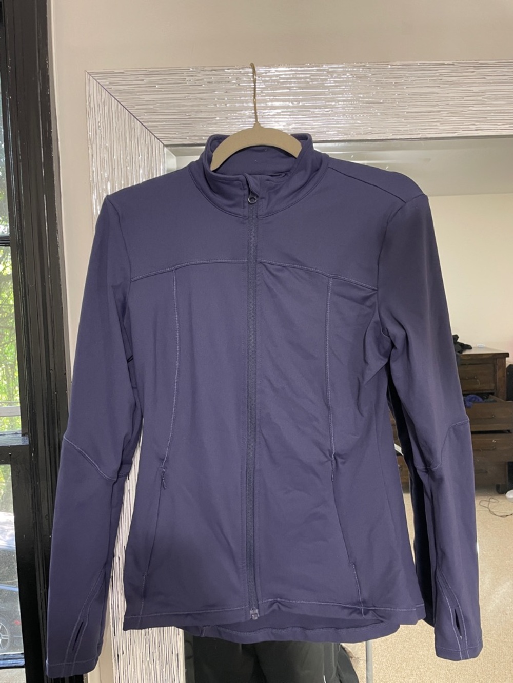Dark purple women’s workout zip up long sleeve dryfit